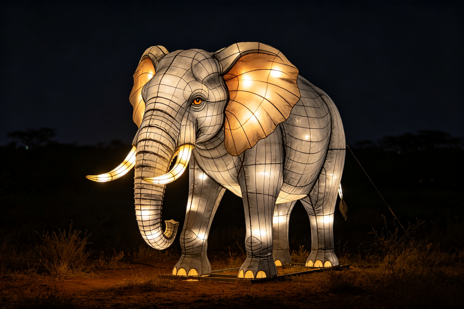 African Elephant Lantern Display (ZD-003) - Animal Lanterns by Zedong, dimensions 550x200x320cm