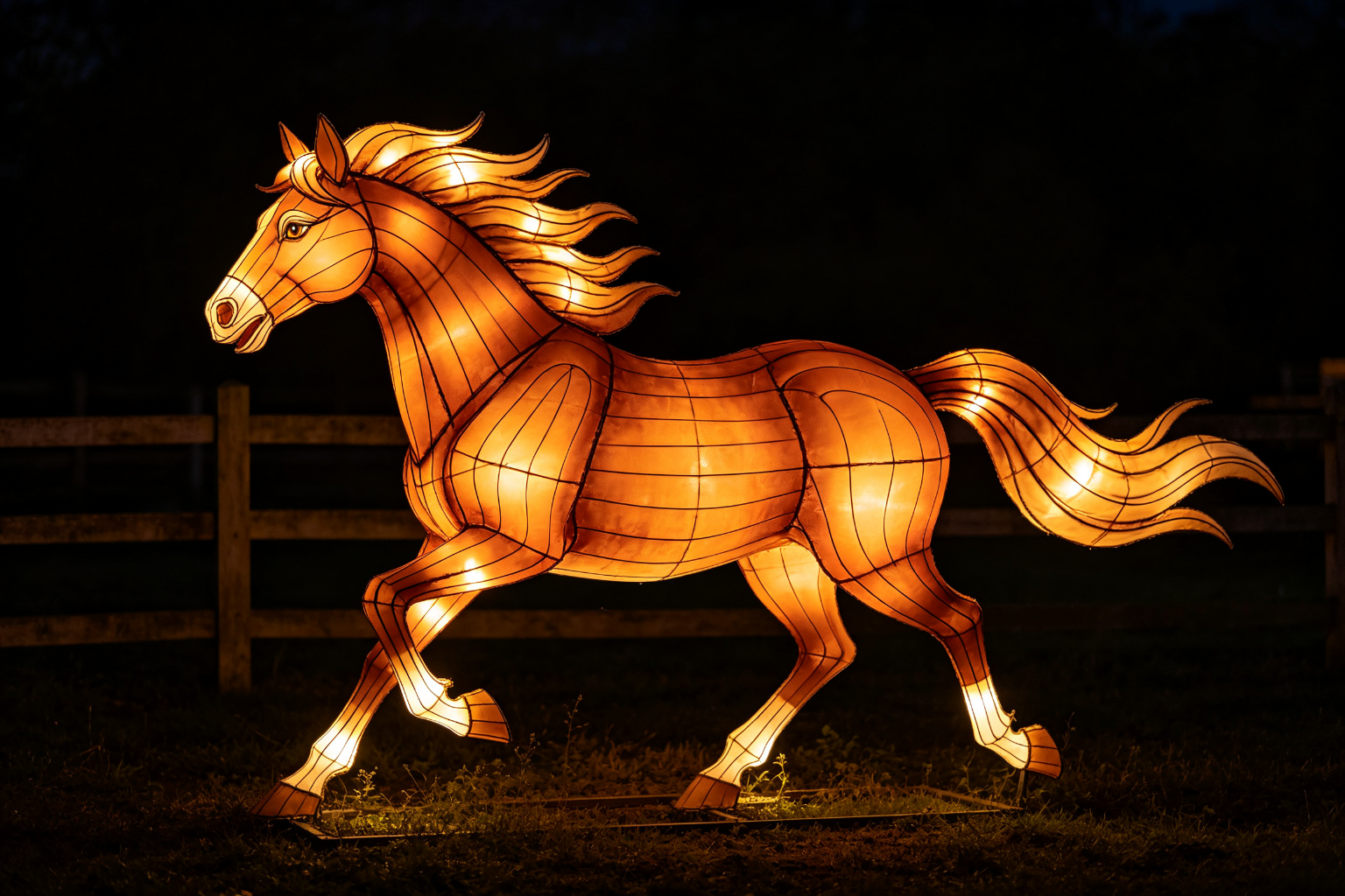 Horse Lantern Display (ZD-012) - Animal Lanterns by Zedong, dimensions 450x120x350cm