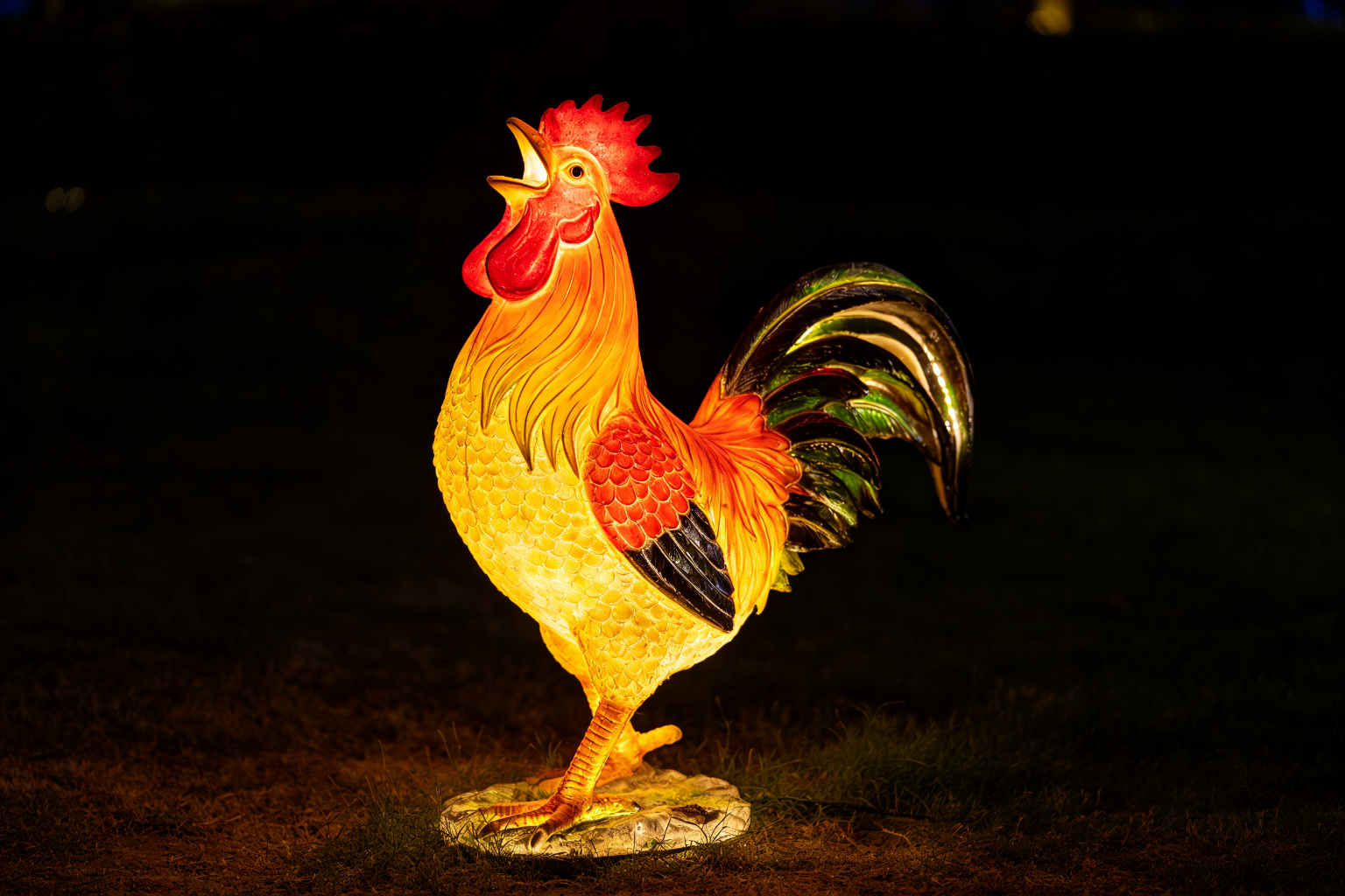 Rooster Lantern Display (ZD-031) - Animal Lanterns by Zedong, dimensions 250x120x300cm