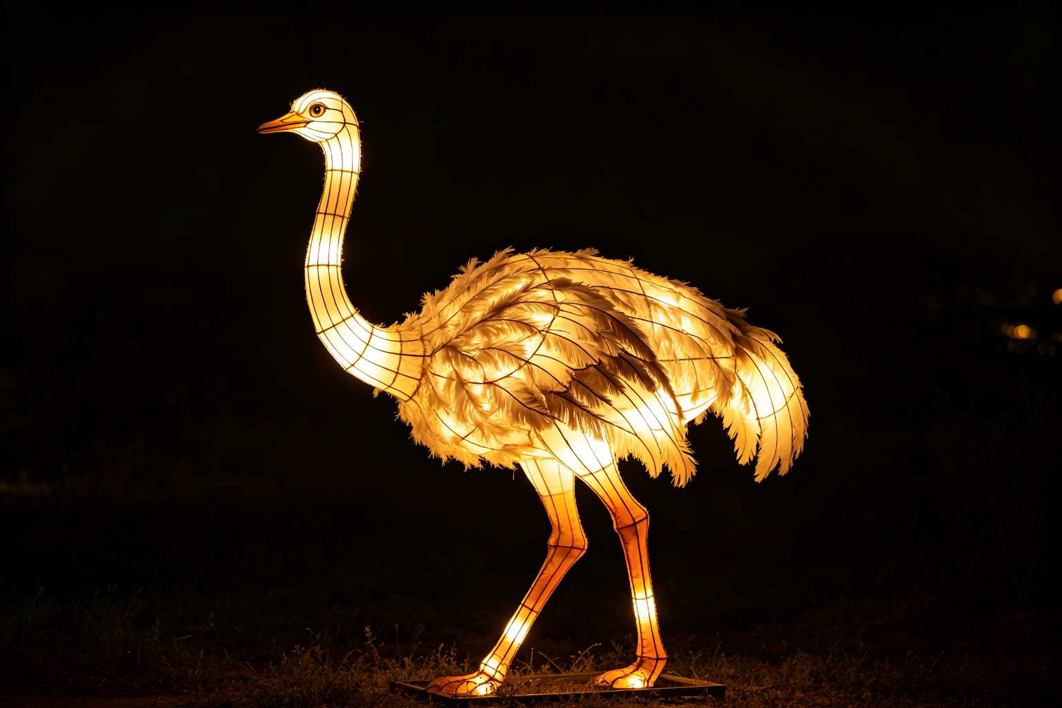Ostrich Lantern Display (ZD-032) - Animal Lanterns by Zedong, dimensions 300x120x450cm