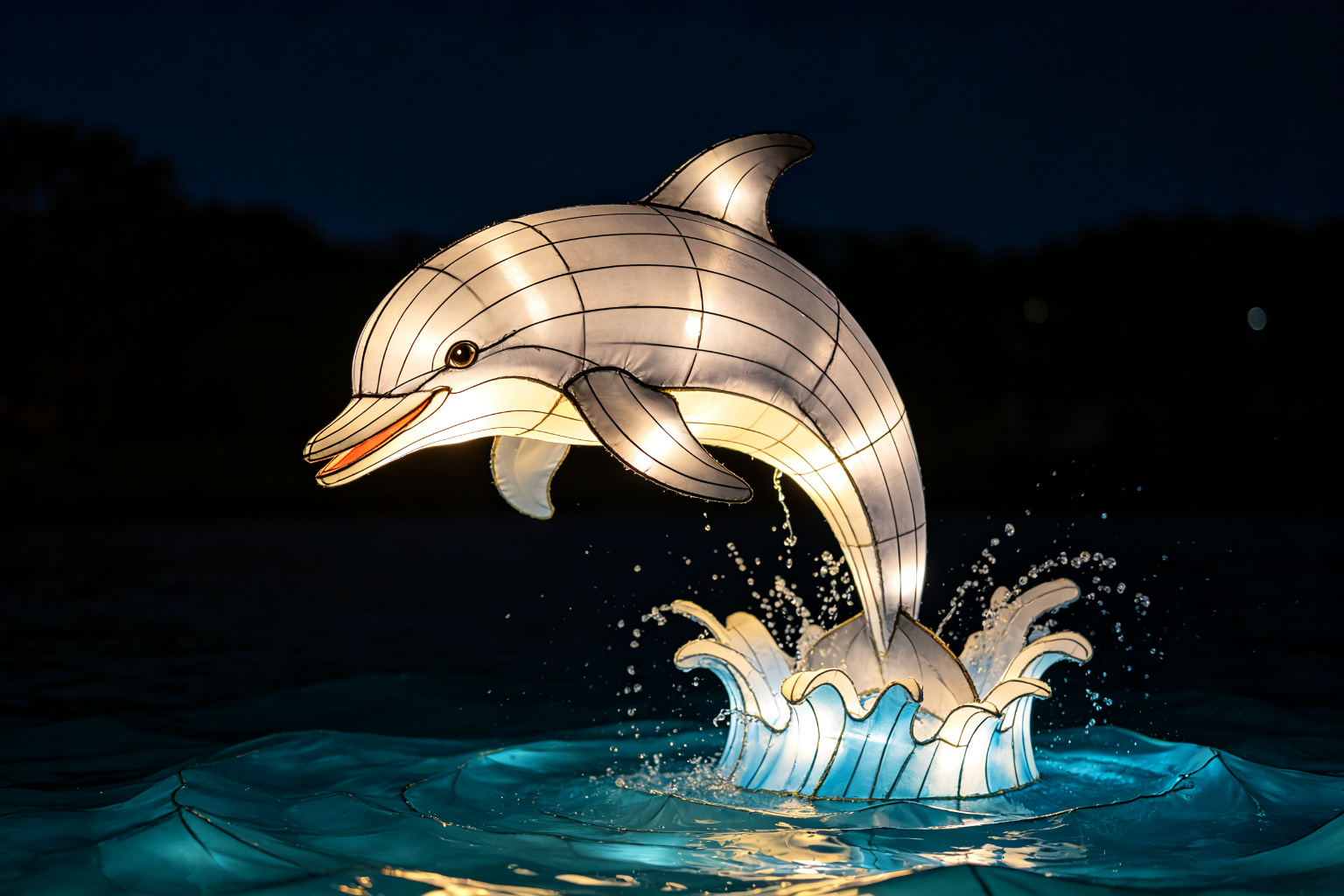 Dolphin Lantern Display (ZD-040) - Animal Lanterns by Zedong, dimensions 400x120x250cm