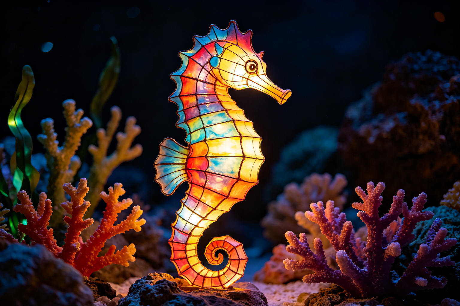 Seahorse Lantern Display (ZD-044) - Animal Lanterns by Zedong, dimensions 180x80x300cm