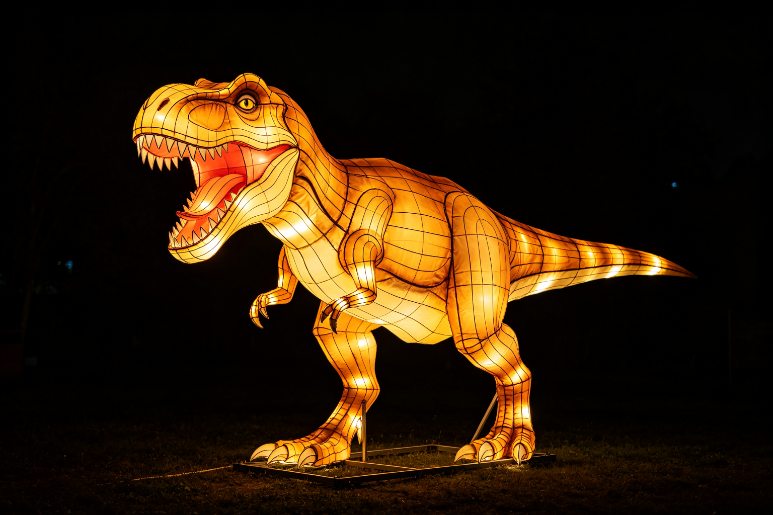 Tyrannosaurus Rex Lantern Display (ZD-049) - Animal Lanterns by Zedong, dimensions 700x150x400cm