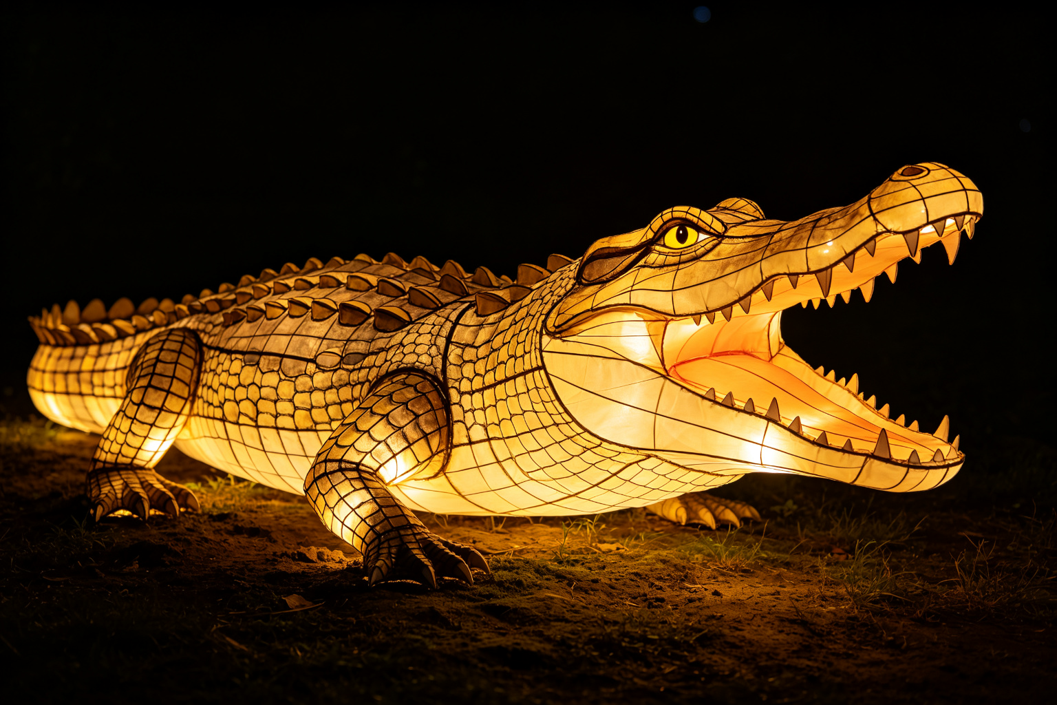 Crocodile Lantern Display (ZD-057) - Animal Lanterns by Zedong, dimensions 450x150x150cm