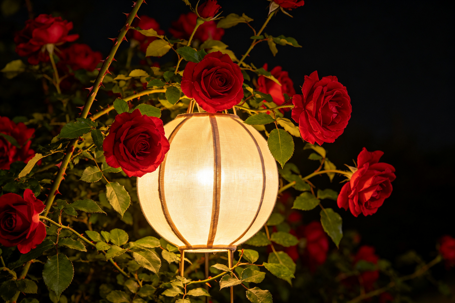 Rose Garden Lantern Display (ZD-061) - Plant & Flower Lanterns by Zedong, dimensions 250x150x220cm