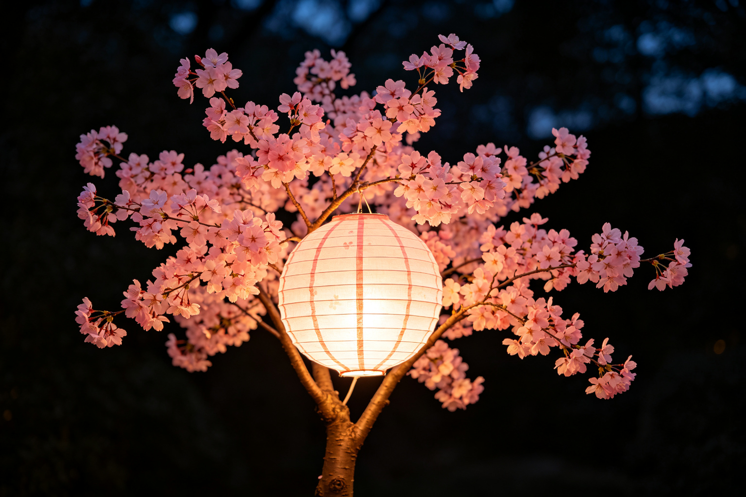 Cherry Blossom Tree Lantern Display (ZD-063) - Plant & Flower Lanterns by Zedong, dimensions 500x400x500cm