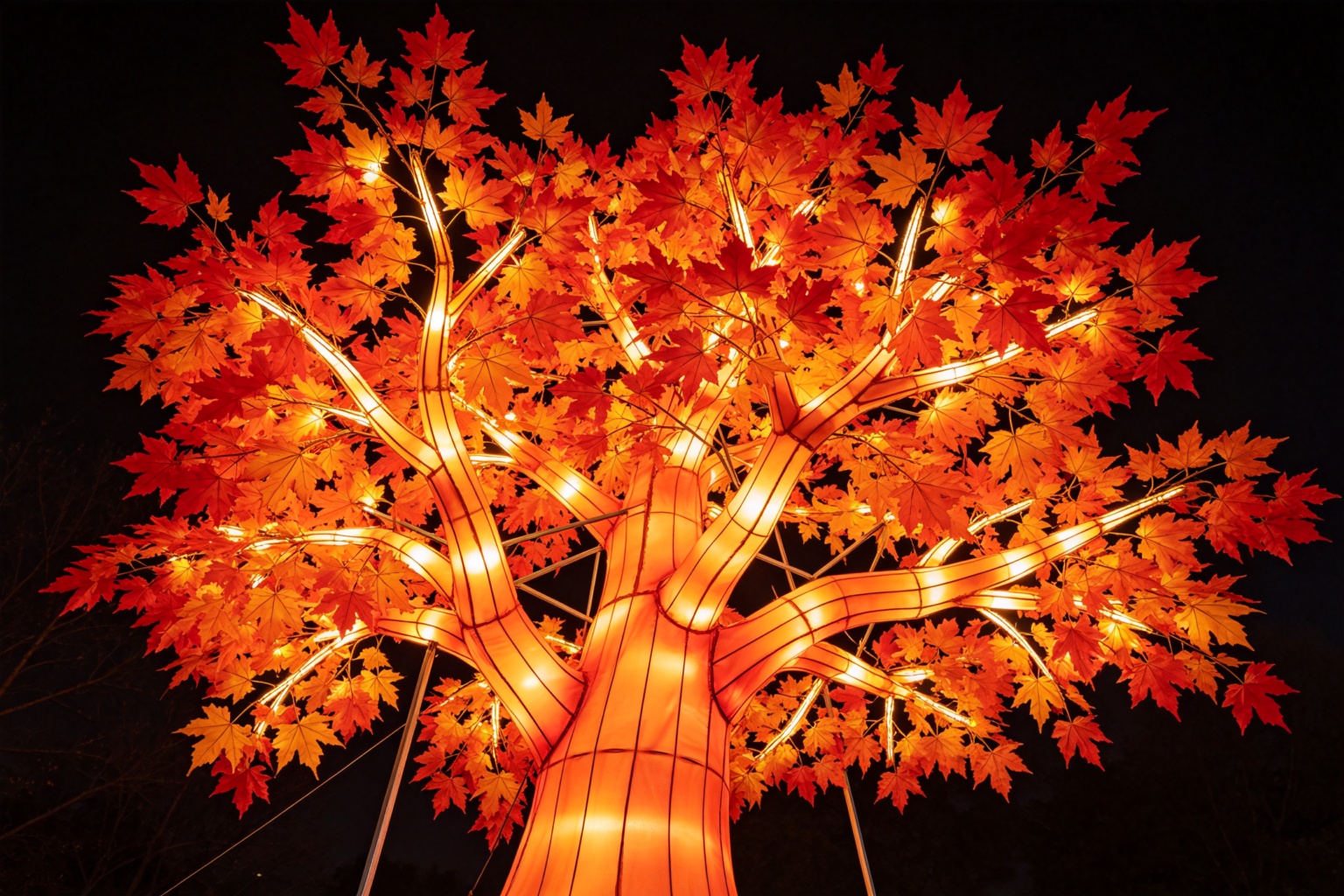 Maple Tree Lantern Display (ZD-072) - Plant & Flower Lanterns by Zedong, dimensions 400x350x450cm