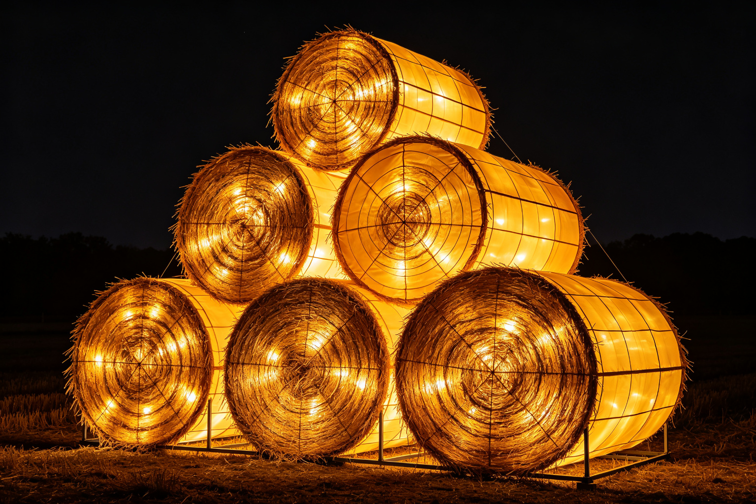 Hay Bale Stack Lantern Display (ZD-088) - Plant & Flower Lanterns by Zedong, dimensions 200x150x200cm