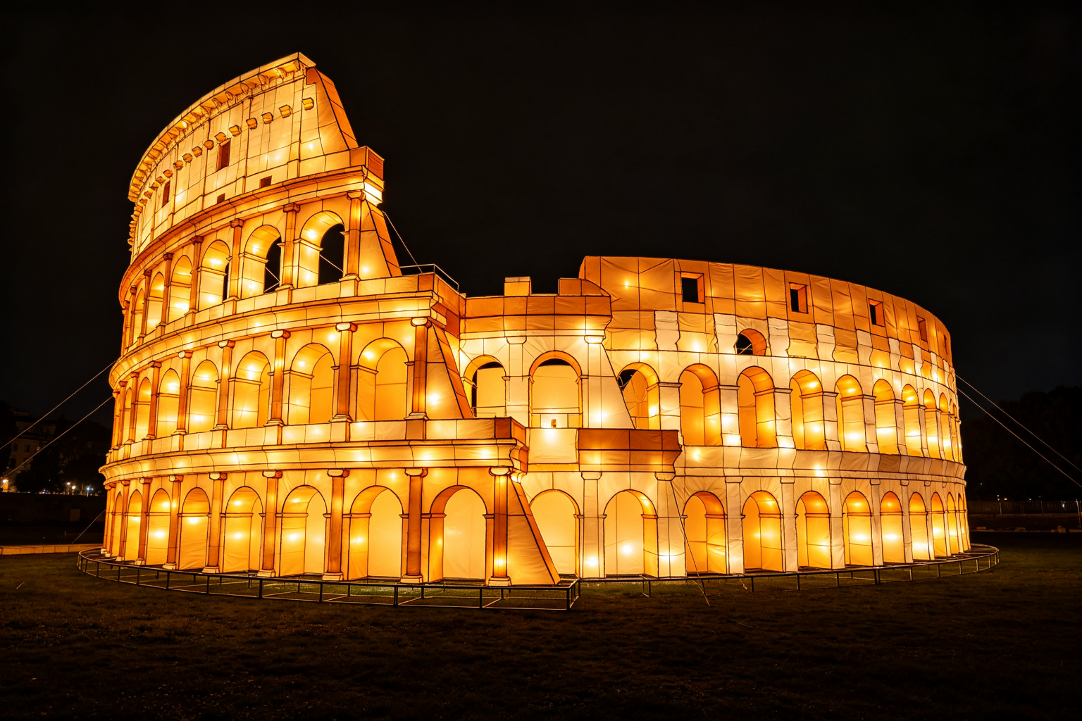 Colosseum Lantern Display (ZD-095) - World Landmark Lanterns by Zedong, dimensions 400x200x250cm