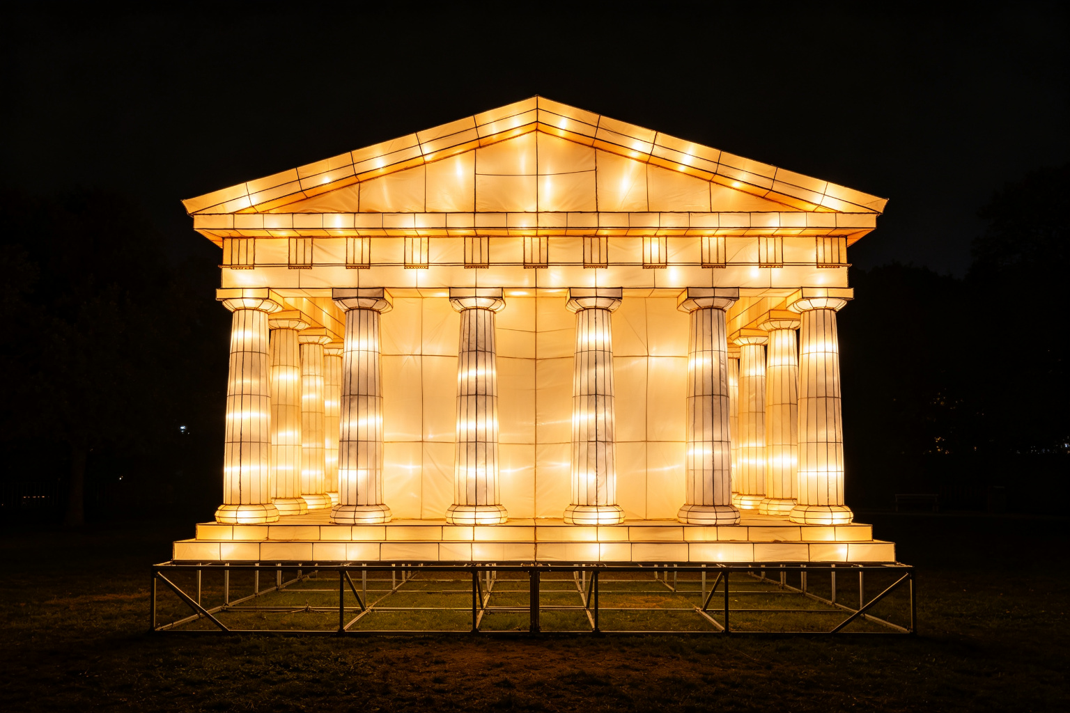 Greek Temple Lantern Display (ZD-109) - World Landmark Lanterns by Zedong, dimensions 400x200x250cm