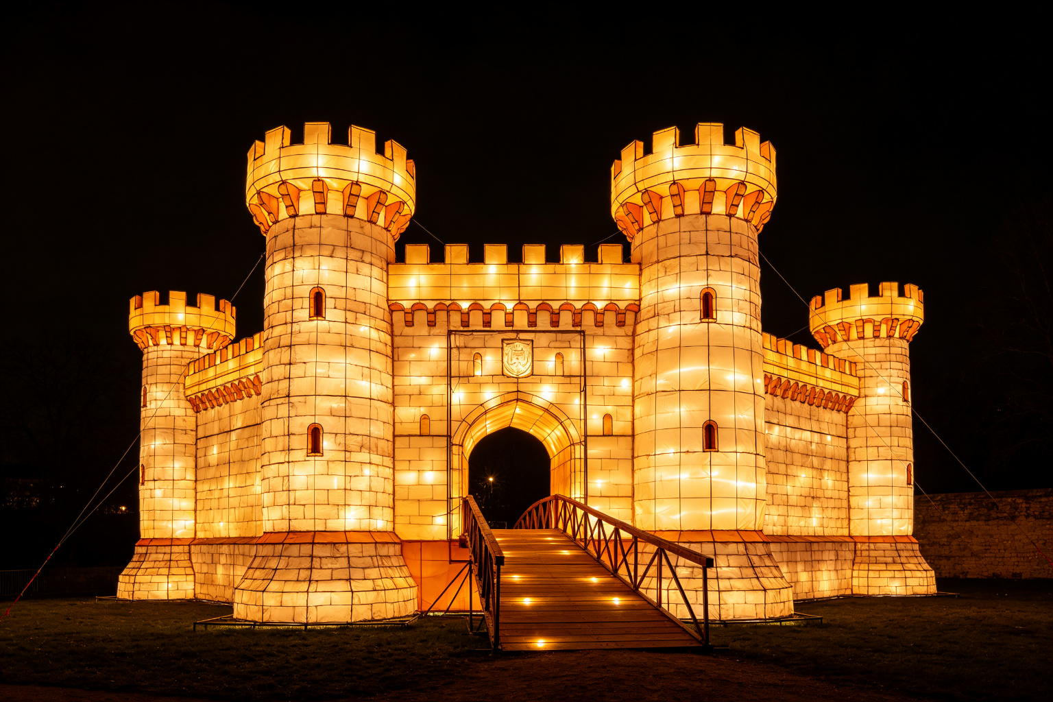 Medieval Castle Lantern Display (ZD-110) - World Landmark Lanterns by Zedong, dimensions 500x300x400cm