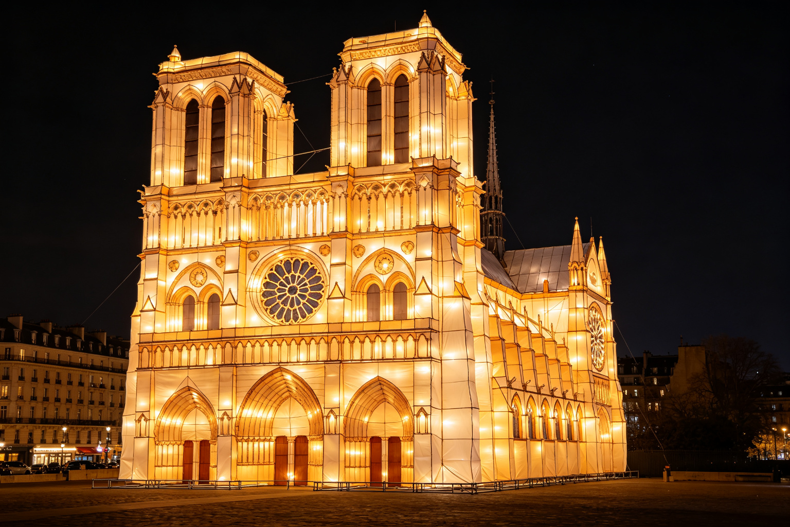 Cathedral Notre Dame Lantern Display (ZD-111) - World Landmark Lanterns by Zedong, dimensions 350x200x400cm