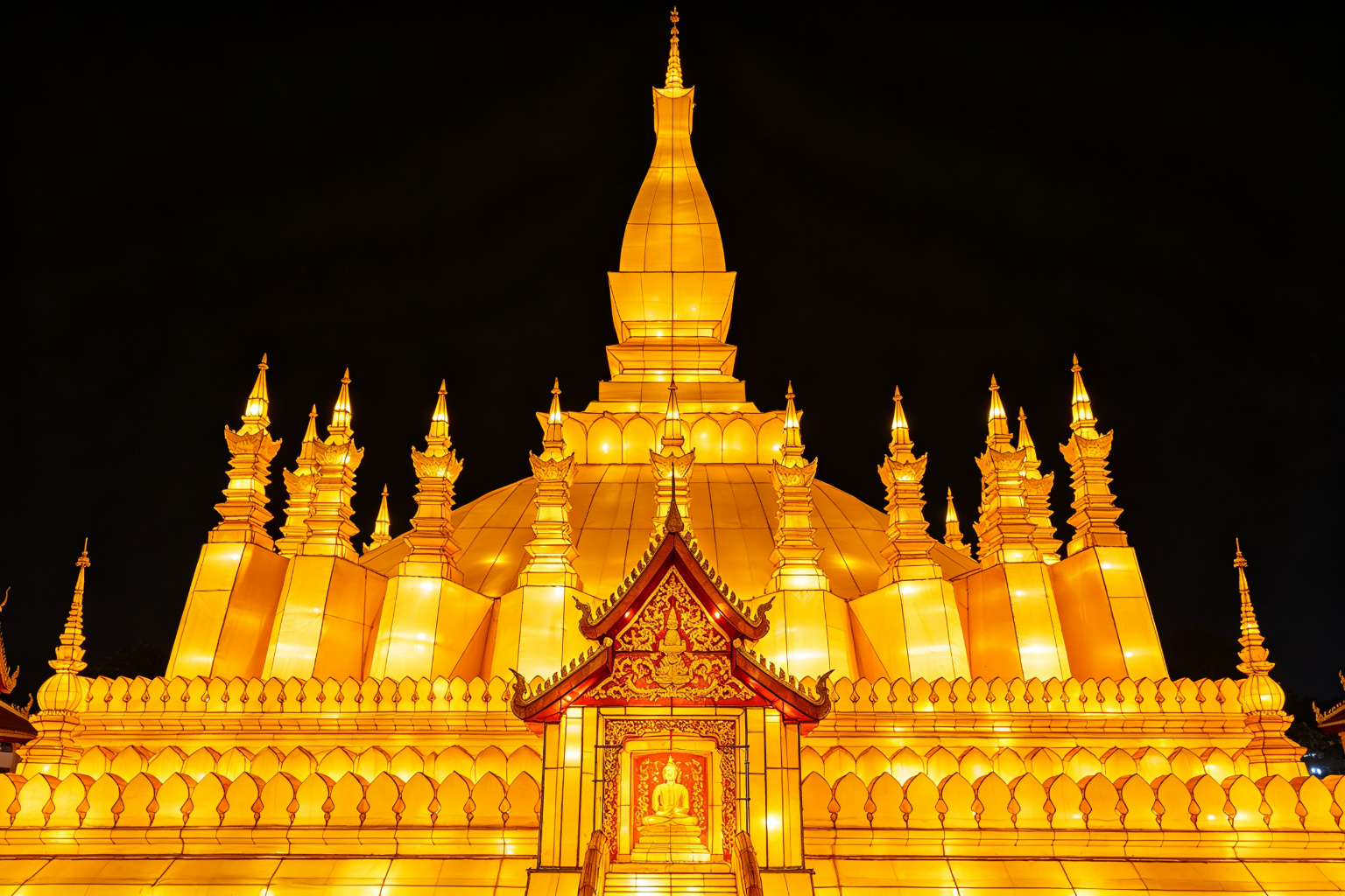 Thai Temple Lantern Display (ZD-115) - World Landmark Lanterns by Zedong, dimensions 300x200x450cm
