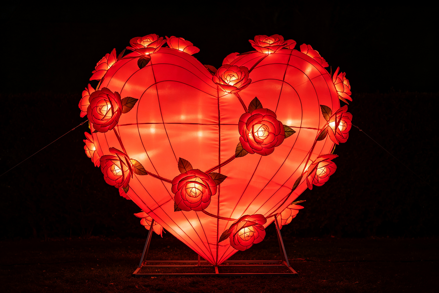 Valentine Heart Lantern Display (ZD-123) - Festival & Holiday Lanterns by Zedong, dimensions 300x100x300cm