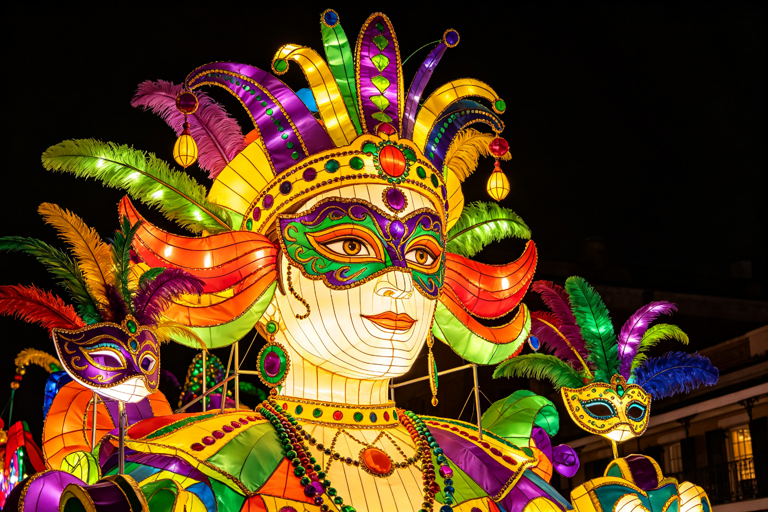 Mardi Gras Float Lantern Display (ZD-127) - Festival & Holiday Lanterns by Zedong, dimensions 500x200x300cm