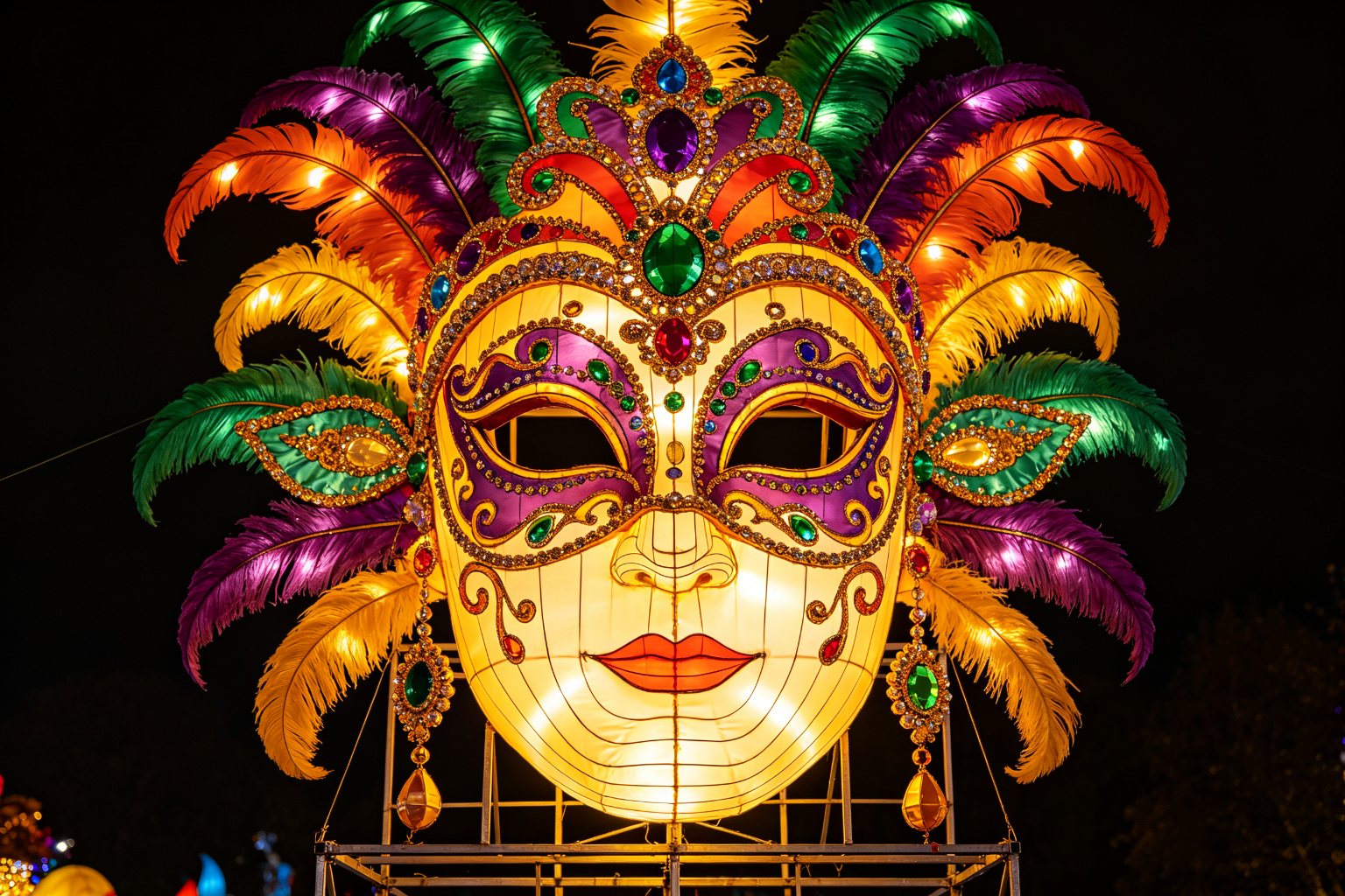 Carnival Mask Lantern Display (ZD-143) - Festival & Holiday Lanterns by Zedong, dimensions 200x100x250cm
