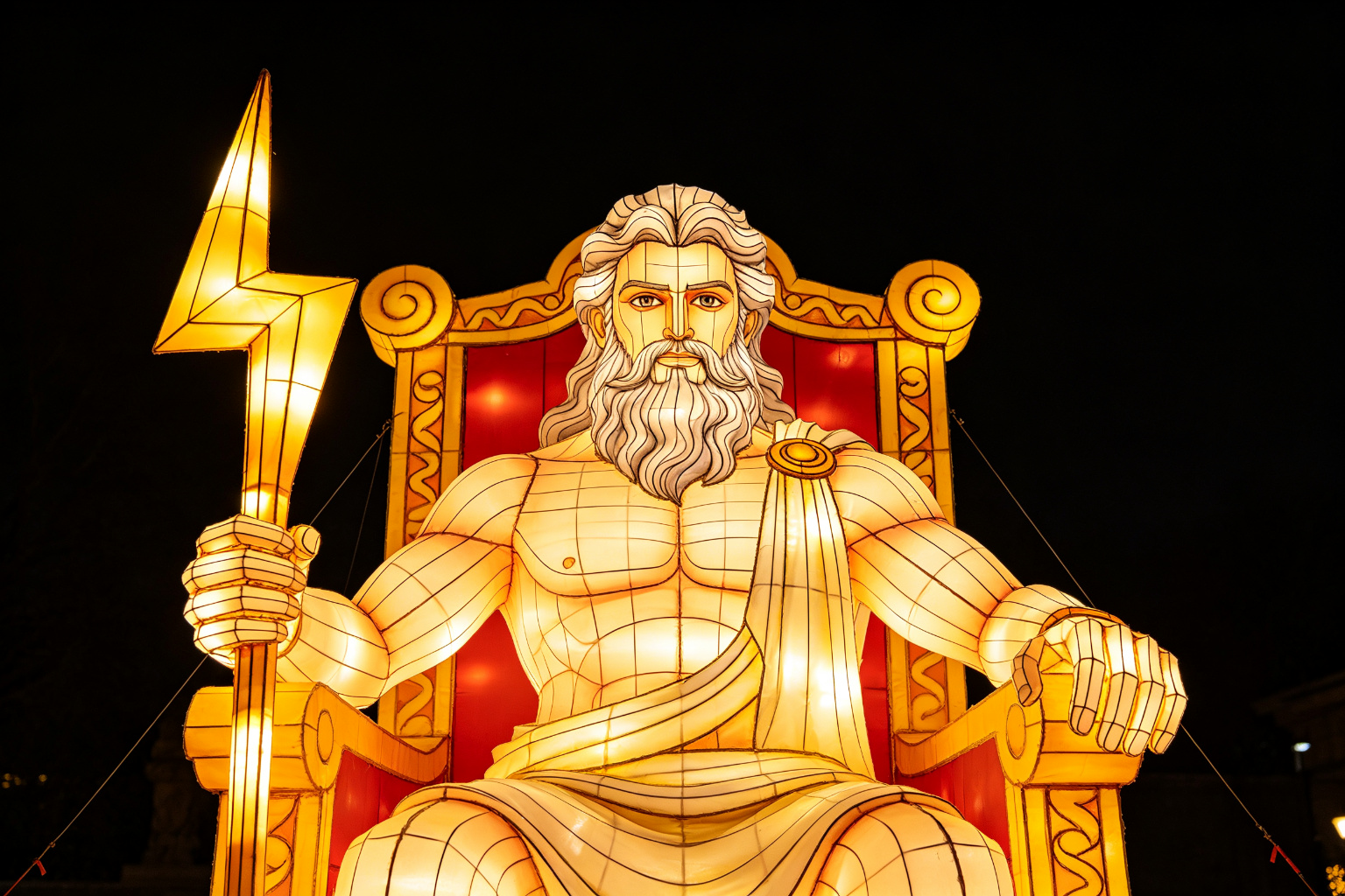 Greek Zeus Lantern Display (ZD-151) - Mythology & Character Lanterns by Zedong, dimensions 300x150x400cm