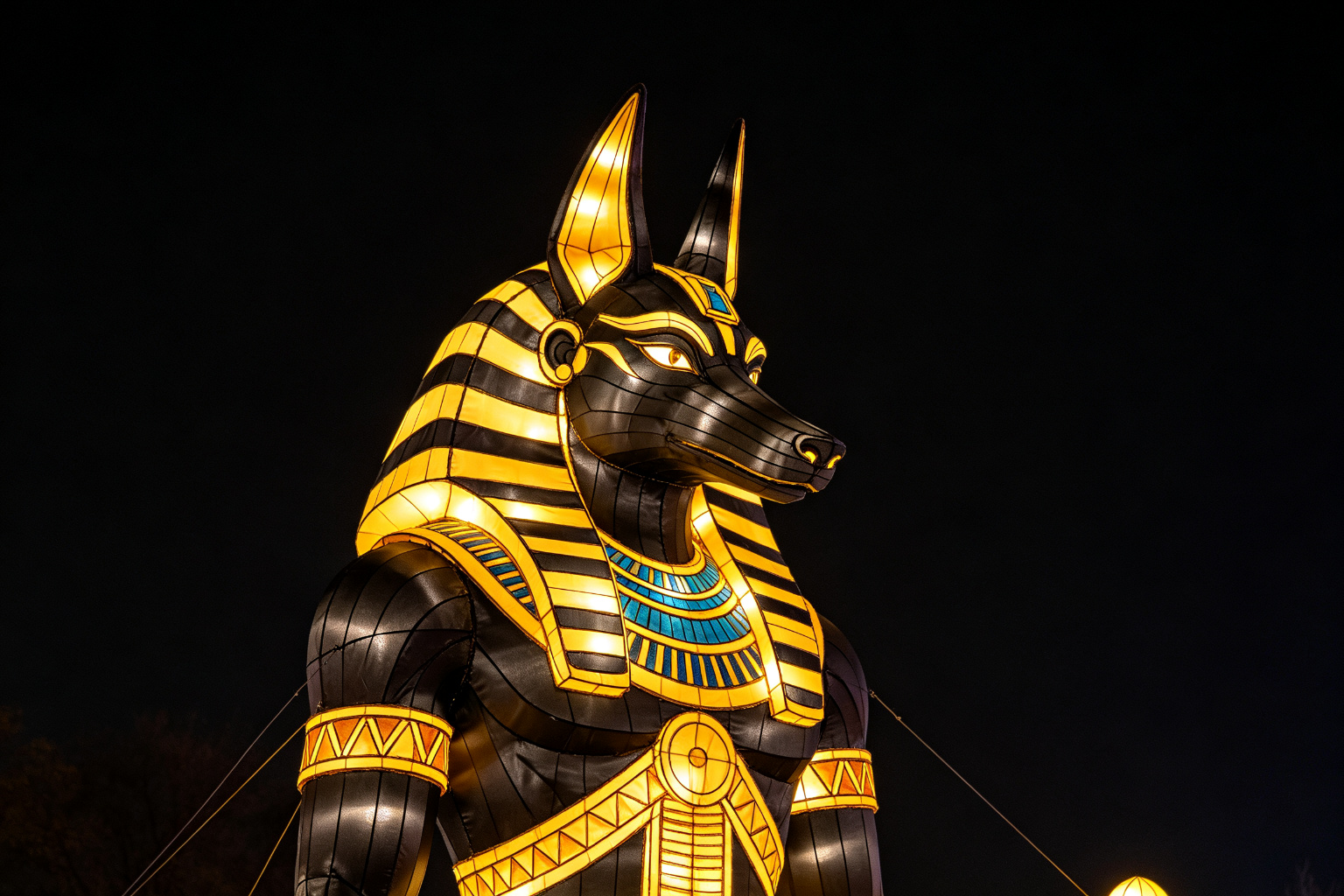 Egyptian Anubis Lantern Display (ZD-155) - Mythology & Character Lanterns by Zedong, dimensions 250x120x350cm