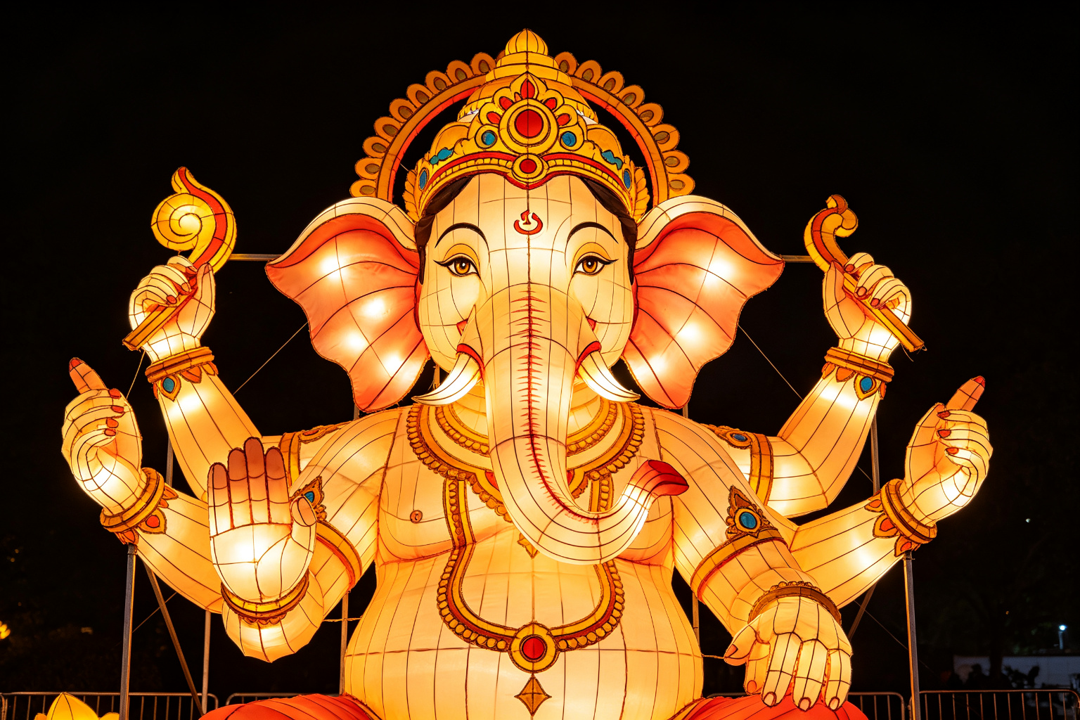 Hindu Ganesha Lantern Display (ZD-156) - Mythology & Character Lanterns by Zedong, dimensions 250x200x300cm