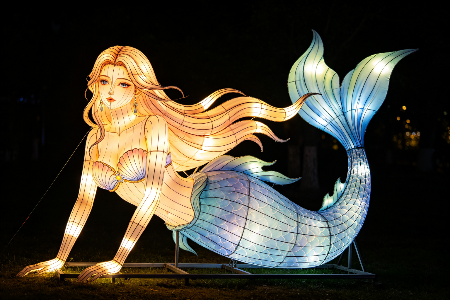 Mermaid Lantern Display (ZD-157) - Mythology & Character Lanterns by Zedong, dimensions 300x150x300cm