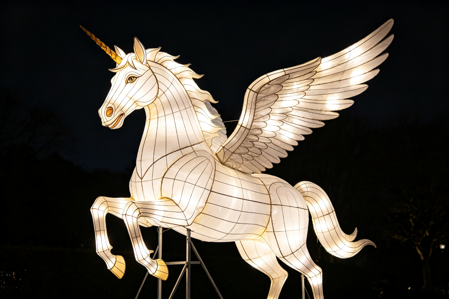 Pegasus Lantern Display (ZD-160) - Mythology & Character Lanterns by Zedong, dimensions 400x100x350cm