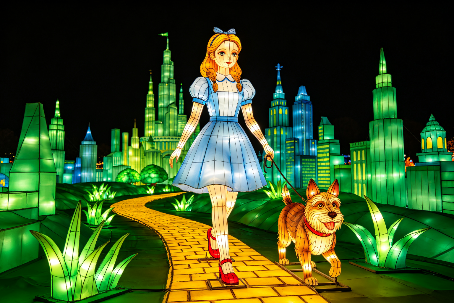 Wizard of Oz Lantern Display (ZD-180) - Fairy Tale Lanterns by Zedong, dimensions 400x200x300cm