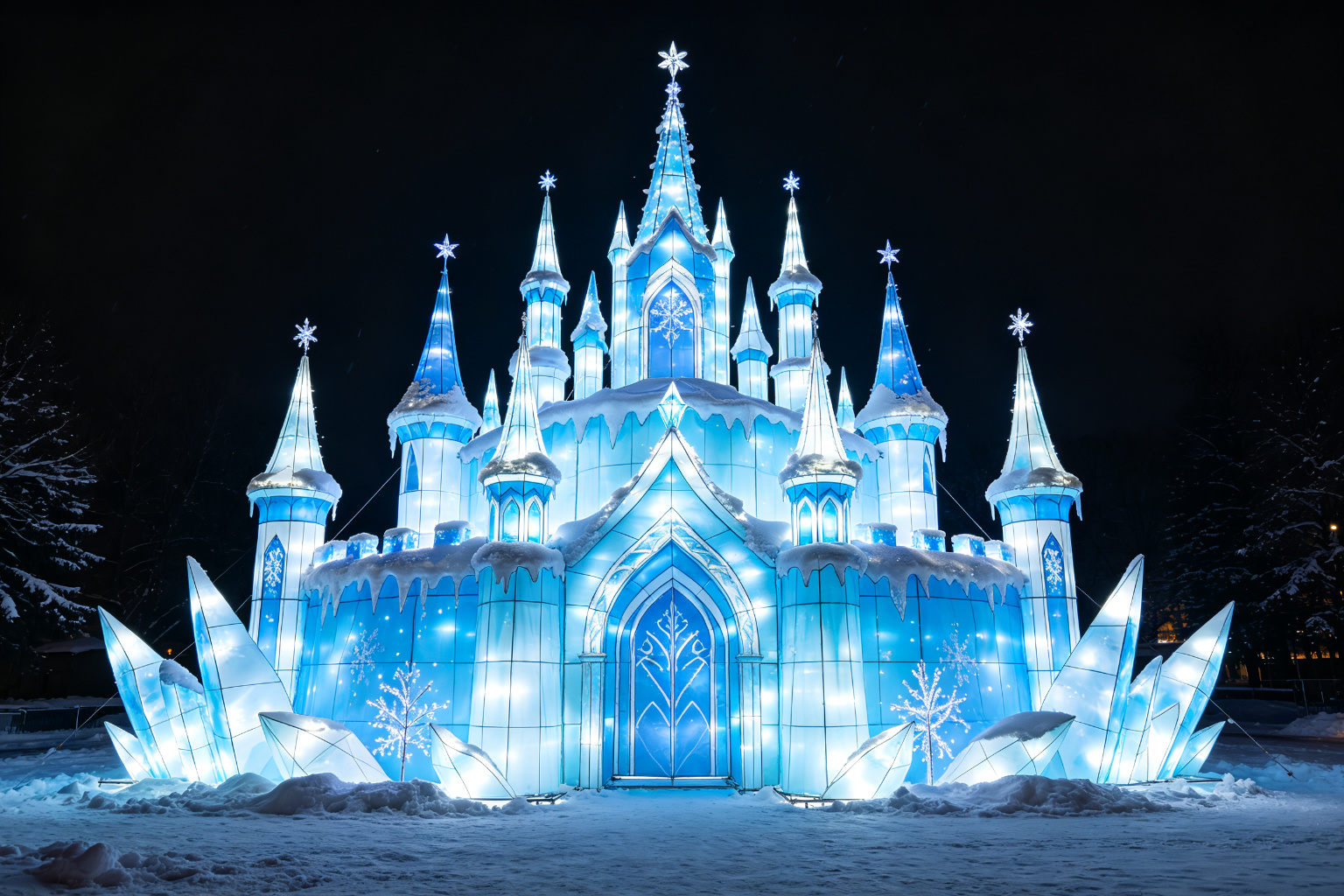 Frozen Ice Palace Lantern Display (ZD-183) - Fairy Tale Lanterns by Zedong, dimensions 400x250x400cm