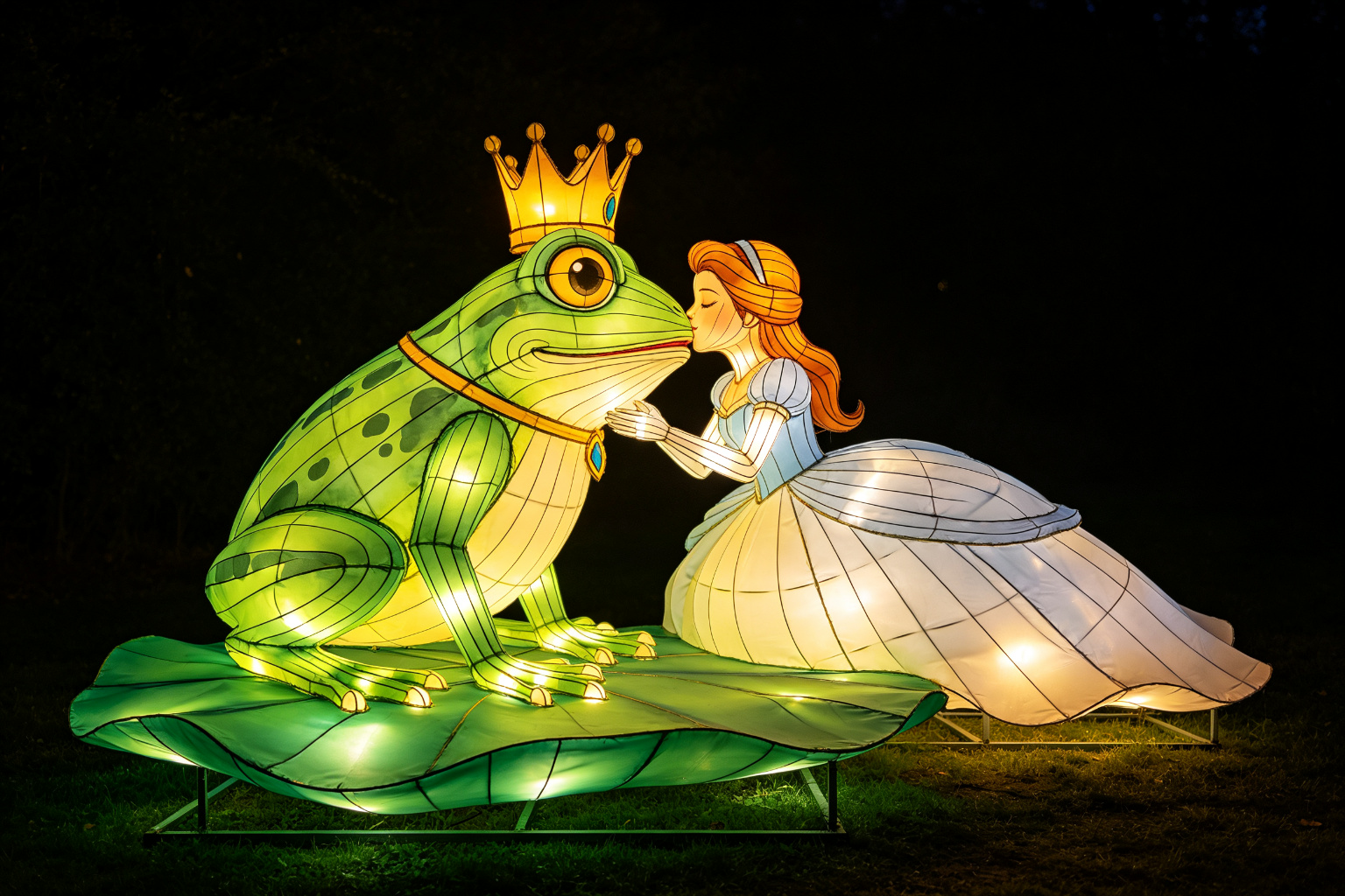 Frog Prince Lantern Display (ZD-189) - Fairy Tale Lanterns by Zedong, dimensions 200x150x150cm