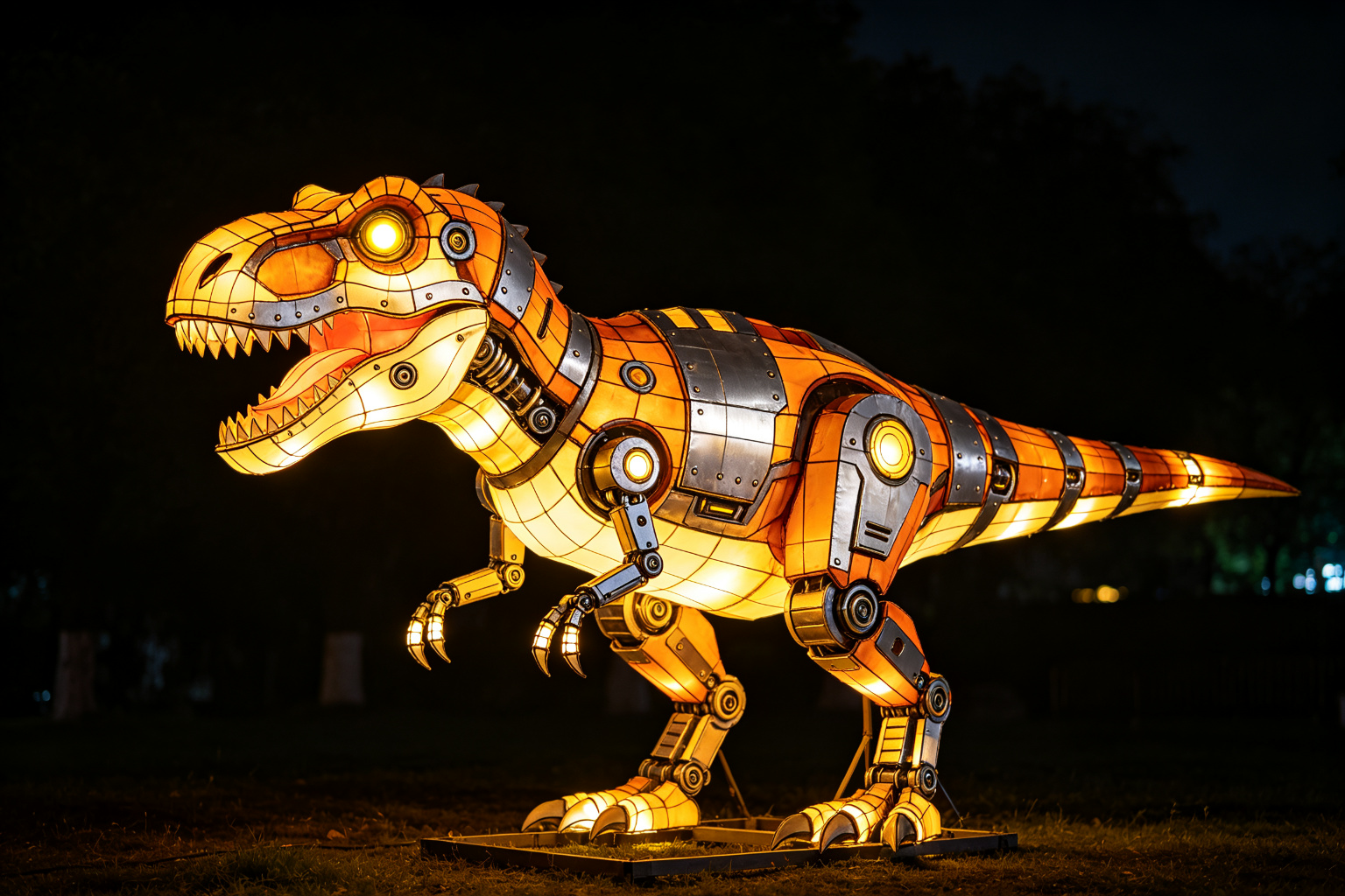 Robot Dinosaur Lantern Display (ZD-204) - Sci-Fi Lanterns by Zedong, dimensions 500x150x350cm