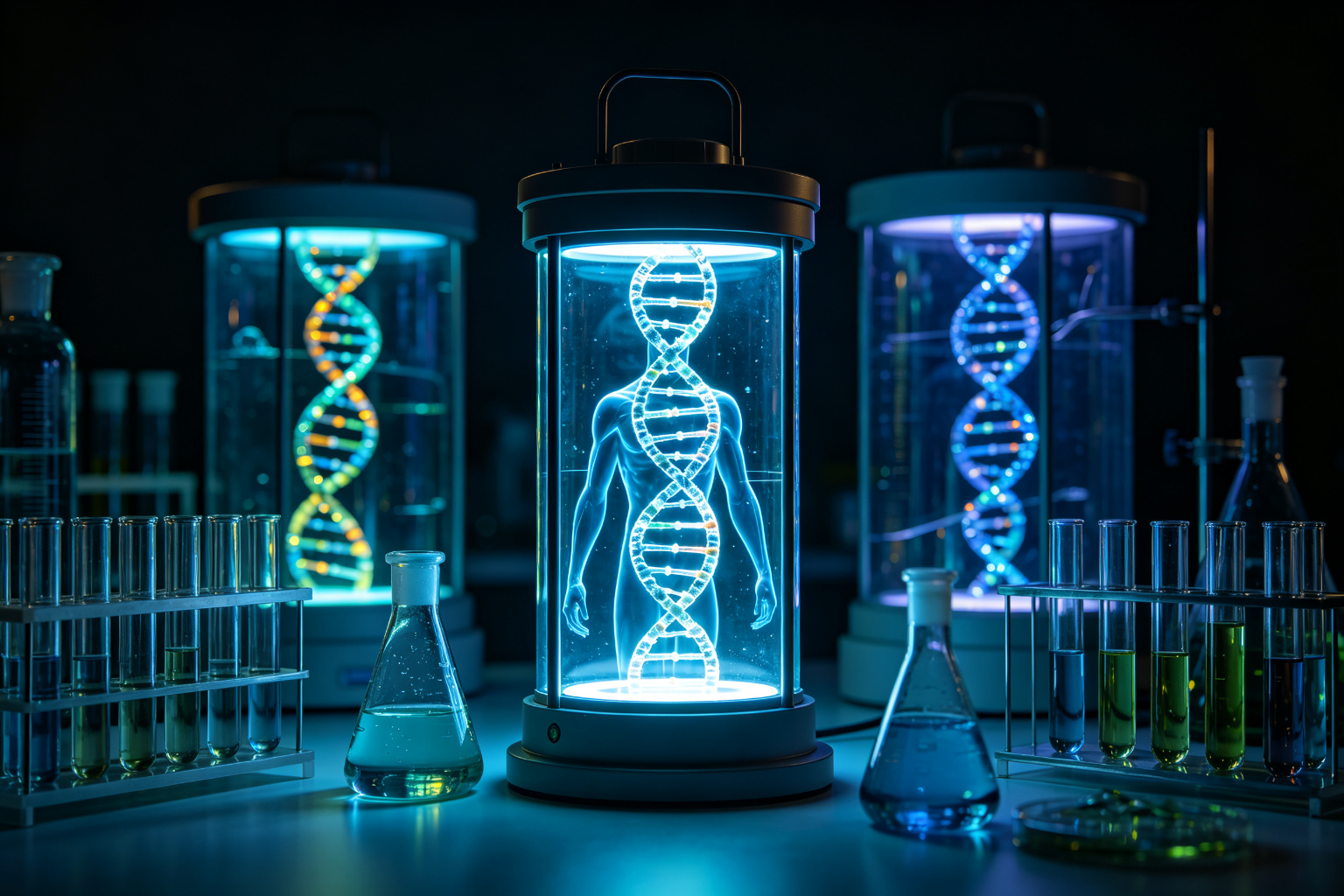 Genetic Lab Lantern Display (ZD-211) - Sci-Fi Lanterns by Zedong, dimensions 400x200x250cm
