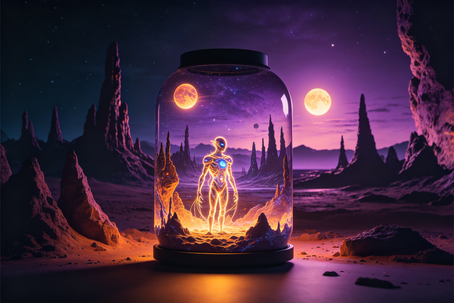 Alien Planet Lantern Display (ZD-238) - Space Lanterns by Zedong, dimensions 500x300x200cm