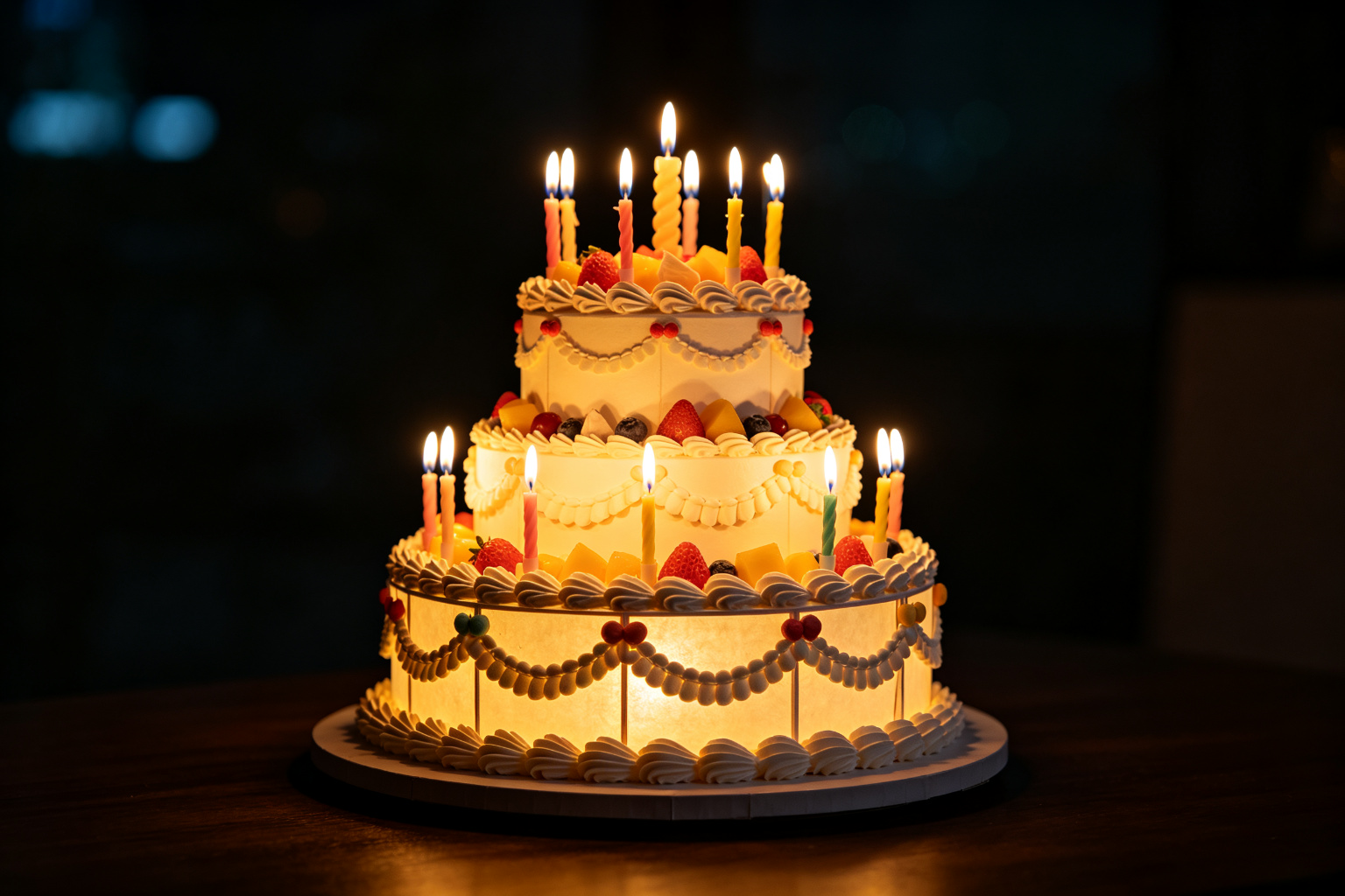 Birthday Cake Lantern Display (ZD-248) - Food & Fruit Lanterns by Zedong, dimensions 250x250x300cm