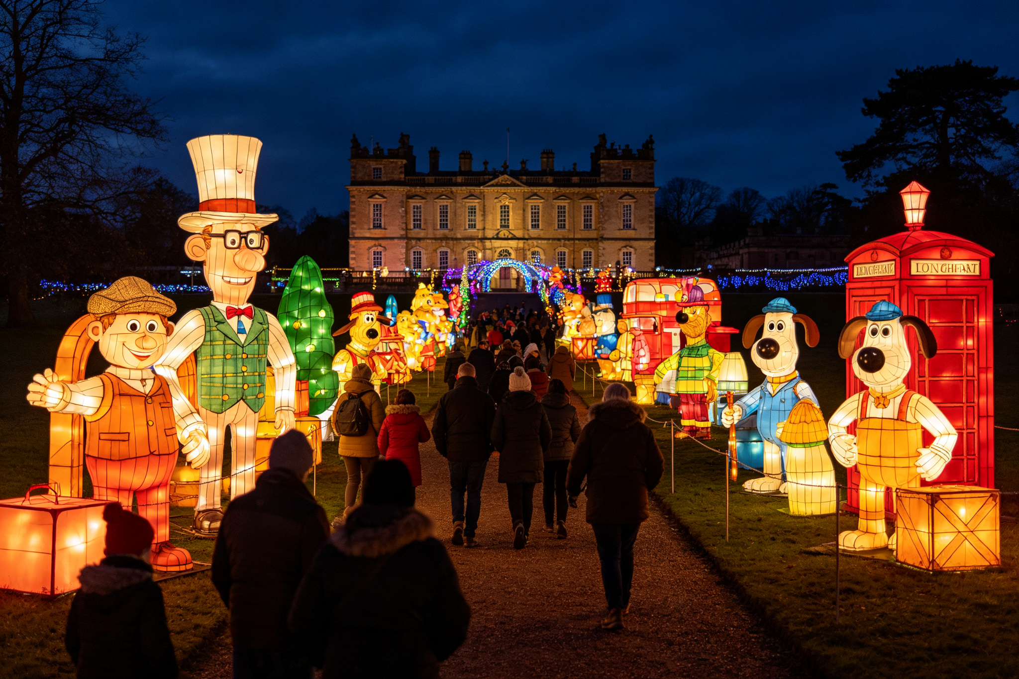 British icon themed lantern festival in the UK - character lanterns at a stately home